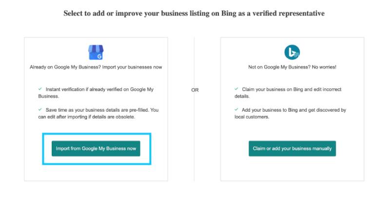 Syncing Bing Places with Google Business Listing